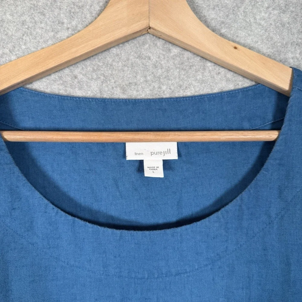 J. Jill Pure Jill Linen Dress Womens Large Blue Midi/maxi - Picture 4 of 8